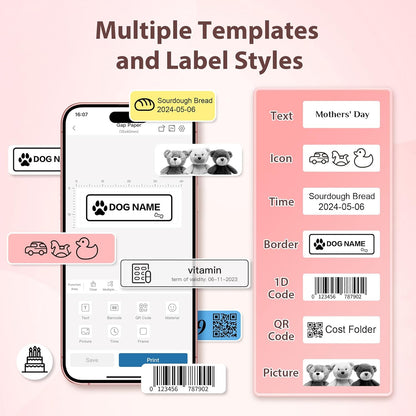 P21 Label Maker Machine with Tape, Bluetooth Label Printer Thermal Mini Label Makers with Built-in Cutter and Multiple Templates, Portable Printers for School, Office, Home Use (Green)
