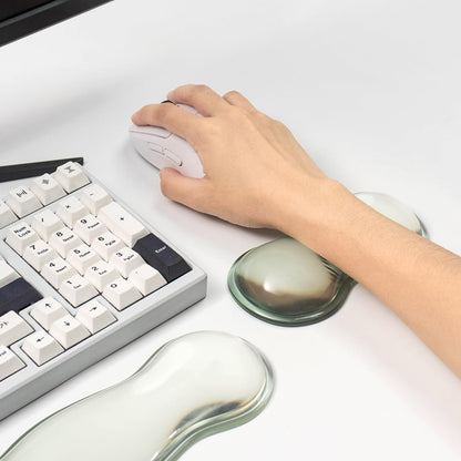Ergonomic Gel Keyboard and Mouse Wrist Rest Set – Clear Wrist Rest for Computer Keyboard 60%/68%/75%, Comfort & Support for Typing and Gaming (Grey Purple)