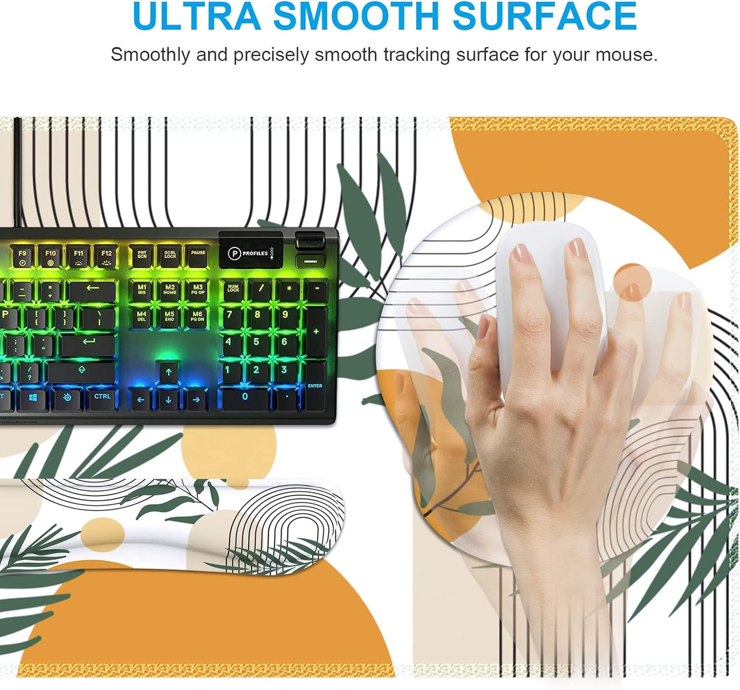 iCasso Desk Mat, Gaming Mouse Pad Wrist Support Set,4in1 XXL Large Mousepad + Keyboard Wrist Rest+Mouse Wrist Rest+Coaster Set with Ergonomic Design for Home Office Table Computer-Penoy