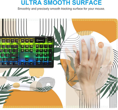 iCasso Desk Mat, Gaming Mouse Pad Wrist Support Set,4in1 XXL Large Mousepad + Keyboard Wrist Rest+Mouse Wrist Rest+Coaster Set with Ergonomic Design for Home Office Table Computer-Penoy