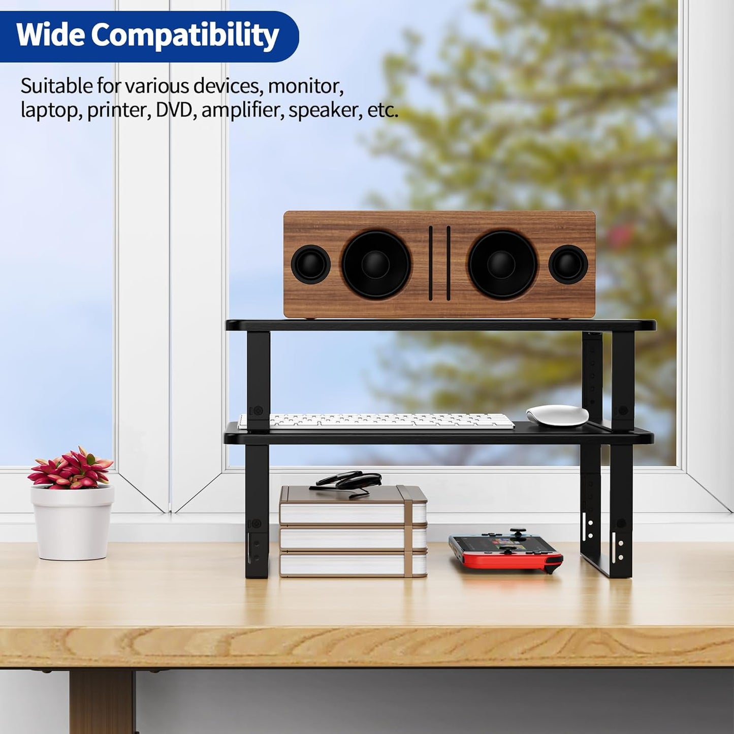 BESIGN MS01 Monitor Stand Riser, Height Adjustable Laptop Stand, Computer Monitor Stand for Monitor, Computer,Laptop,Printer (Black)
