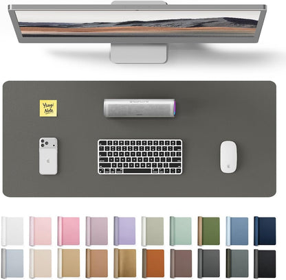 YSAGi Leather Desk Protector, Office Mat, Large Mouse Mat, Non-Slip PU Leather Blotter, Laptop Pad, Waterproof Writing Pad for Office and Home (Light Pink, 23.6" x 13.8") - Colors B