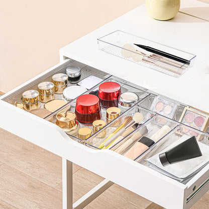 6 Pack Clear Drawer Organizer Trays Plastic Drawer Organizers Set 15 x 6 x 2 Inch Desk Drawer Divider Storage Bins Stackable Drawer Organizer Trays for Dresser Makeup Kitchen Office