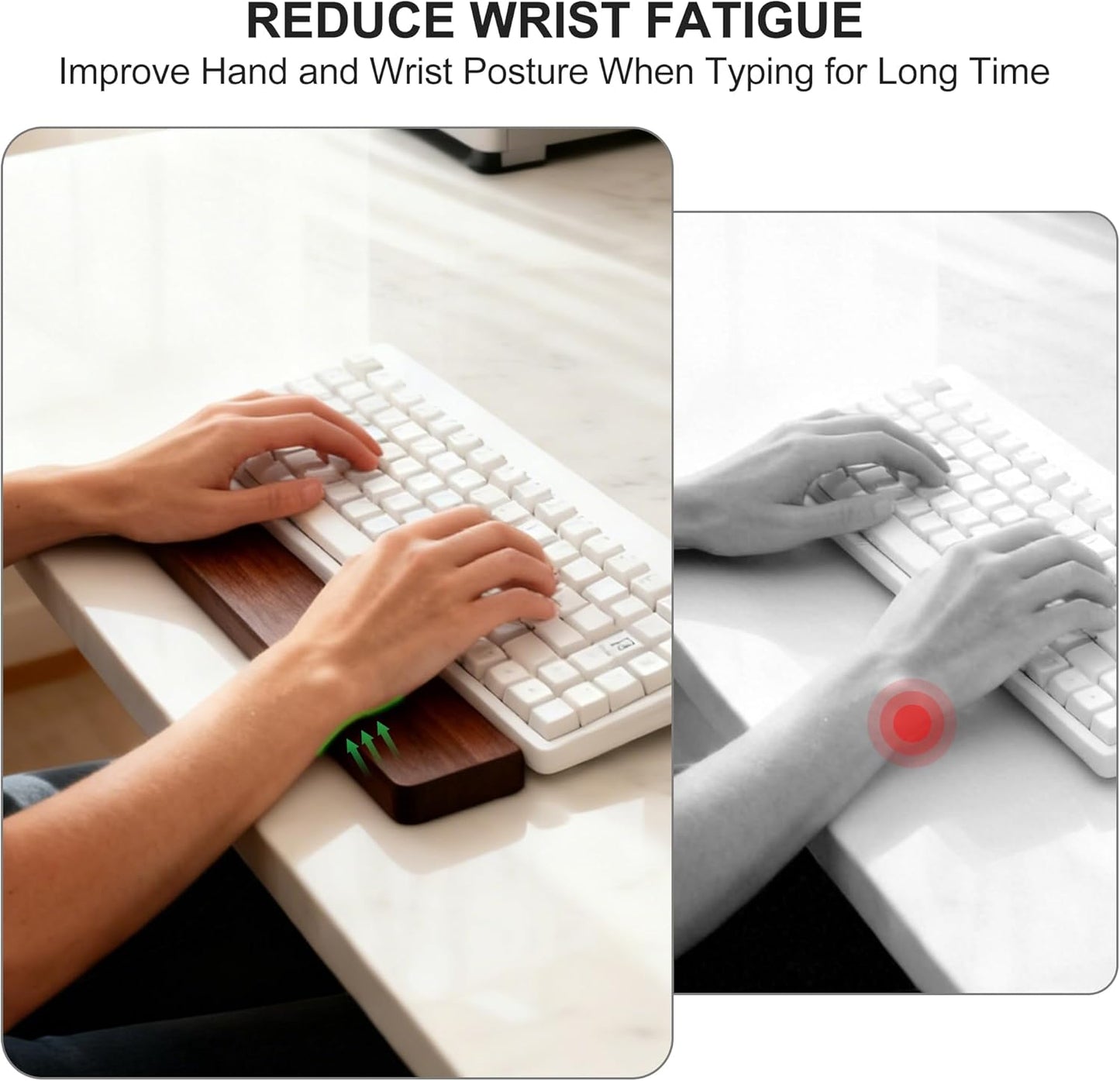 75 Keys Keyboard Wrist Rest - Ergonomic Walnut Wood Palm Rest for Mechanical Keyboard, Non-Slip, Comfortable Typing and Gaming (75 Keys)