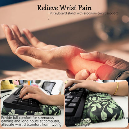 Computer Keyboard Stand Pad with Wrist Rest Purple Blue Cloud Keyboard Pad Support with Comfortable Galaxy Stars Wrist Pad Cute Girl Ergonomic Tilted Keyboard Riser Holder for Desktop Office Home