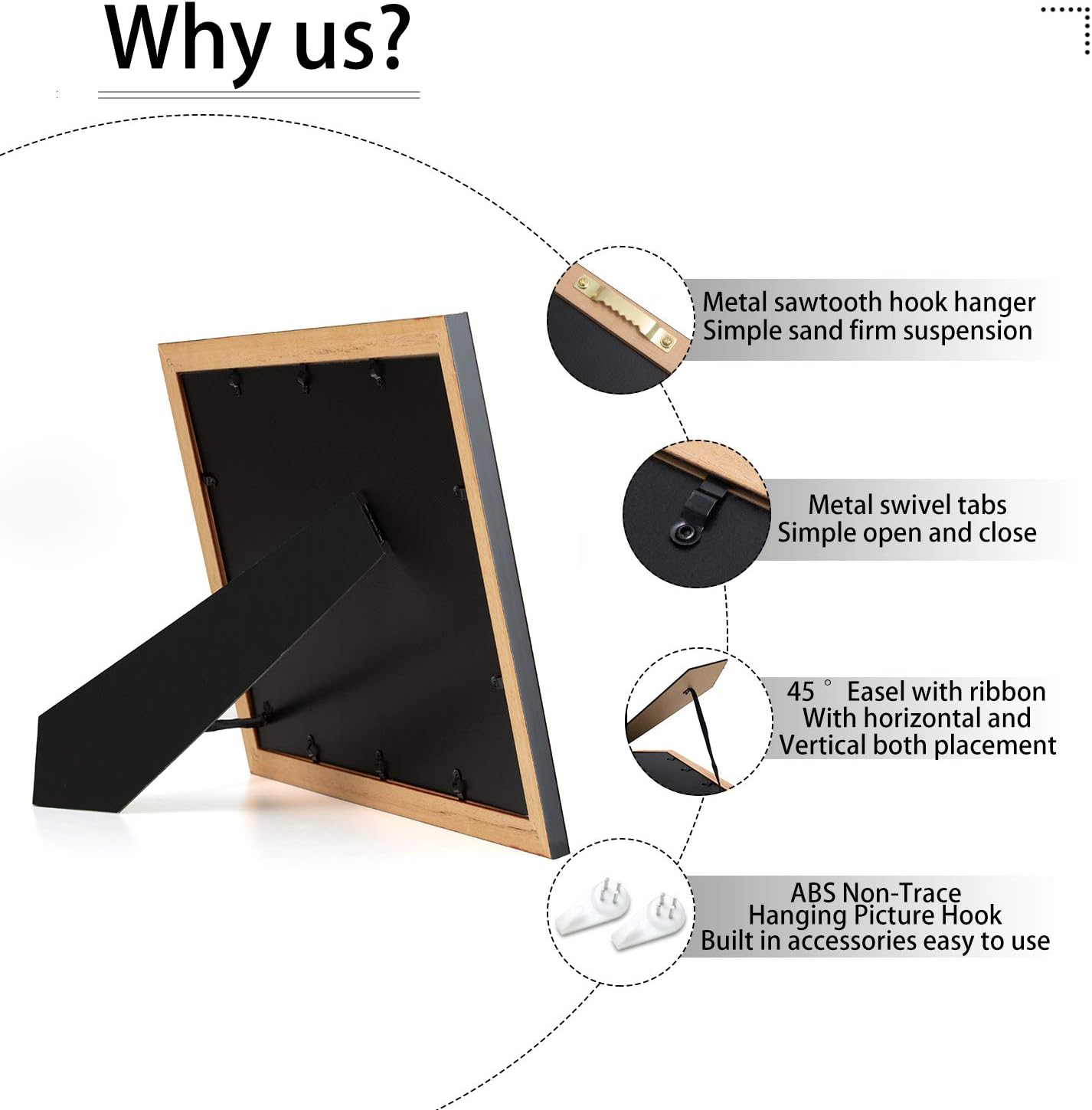 ELSKER&HOME Diploma Frame - Wide Solid Wood Frame - Black Velvet Golden Rim Mat - Semi-Tempered Glass - Includes Hanging Hardware and Desktop Easel(ONLY Display 11×14 Document/Certificate)