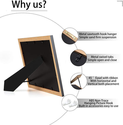 ELSKER&HOME Diploma Frame - Wide Solid Wood Frame - Black Velvet Golden Rim Mat - Semi-Tempered Glass - Includes Hanging Hardware and Desktop Easel(ONLY Display 11×14 Document/Certificate)