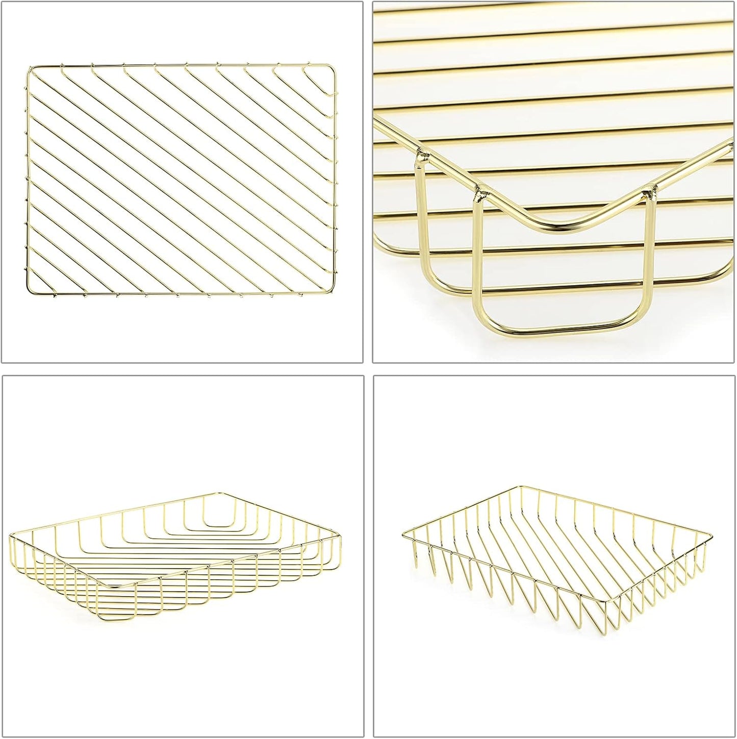 BTSKY Multipurpose A4 File Tray Wire Desk Tray Organizer Elegant Letter Size Desk Documents Trays Magazine Files Storage Basket Organizer Bin for Office Cosmetics Bathroom(Rose Gold)