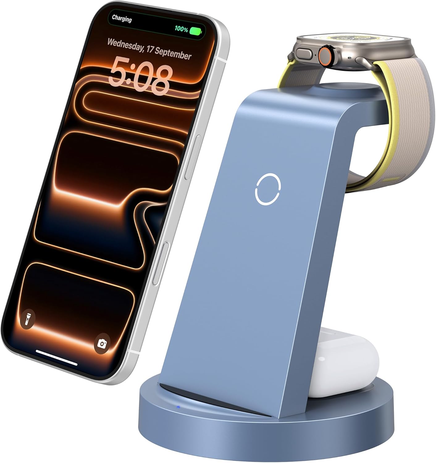 Anlmz 3 in 1 Charging Station for iPhone - Wireless Charger for Apple Products Multiple Devices - Charging Dock Stand for AirPods (for iPhone 17 16e 16 15 14 13 pro 12 11 X Max)