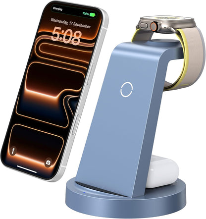Anlmz 3 in 1 Charging Station for iPhone - Wireless Charger for Apple Products Multiple Devices - Charging Dock Stand for AirPods (for iPhone 17 16e 16 15 14 13 pro 12 11 X Max)