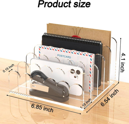 YAGELI 2 Pack 3-Slot Acrylic Mail Organizer for Desktop – Scalloped Clear Document Sorter, Vertical File Holder for Office/Home, Space-Saving Desk Organizer for Letters,Envelope,Bills,Stationery