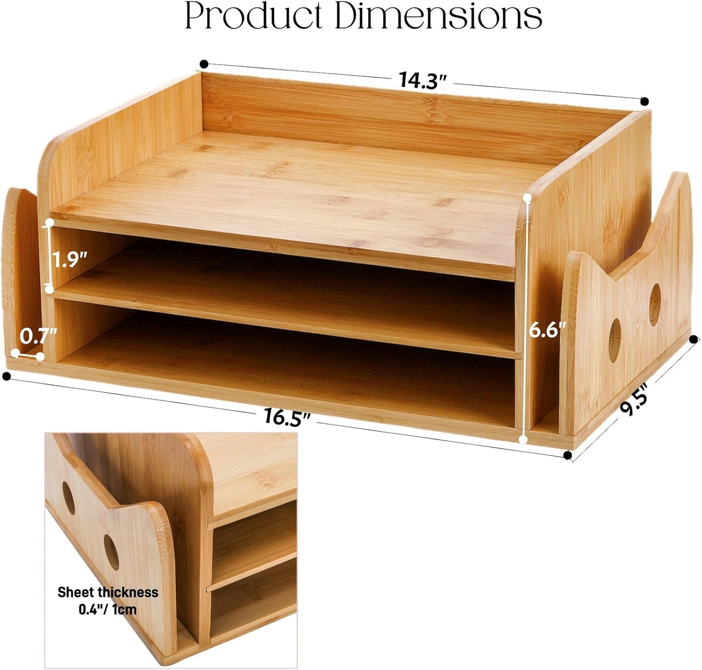 ZOOFOX 3-Tier Paper Letter Tray, Wood Letter File Folder Holder with 3 Trays and 2 Vertical Section, Cute Cat-Shaped Paper Tray for Home Office School