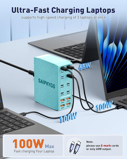 USB Charging Station (900W),12-Port USB C Charger Block with Dual 100W PD USB-C Fast Charging Station Hub for MacBook Pro/Air/All iPad Phone 17/16 15/14/13/Pro Max/Samsung Galaxy Note (Black)