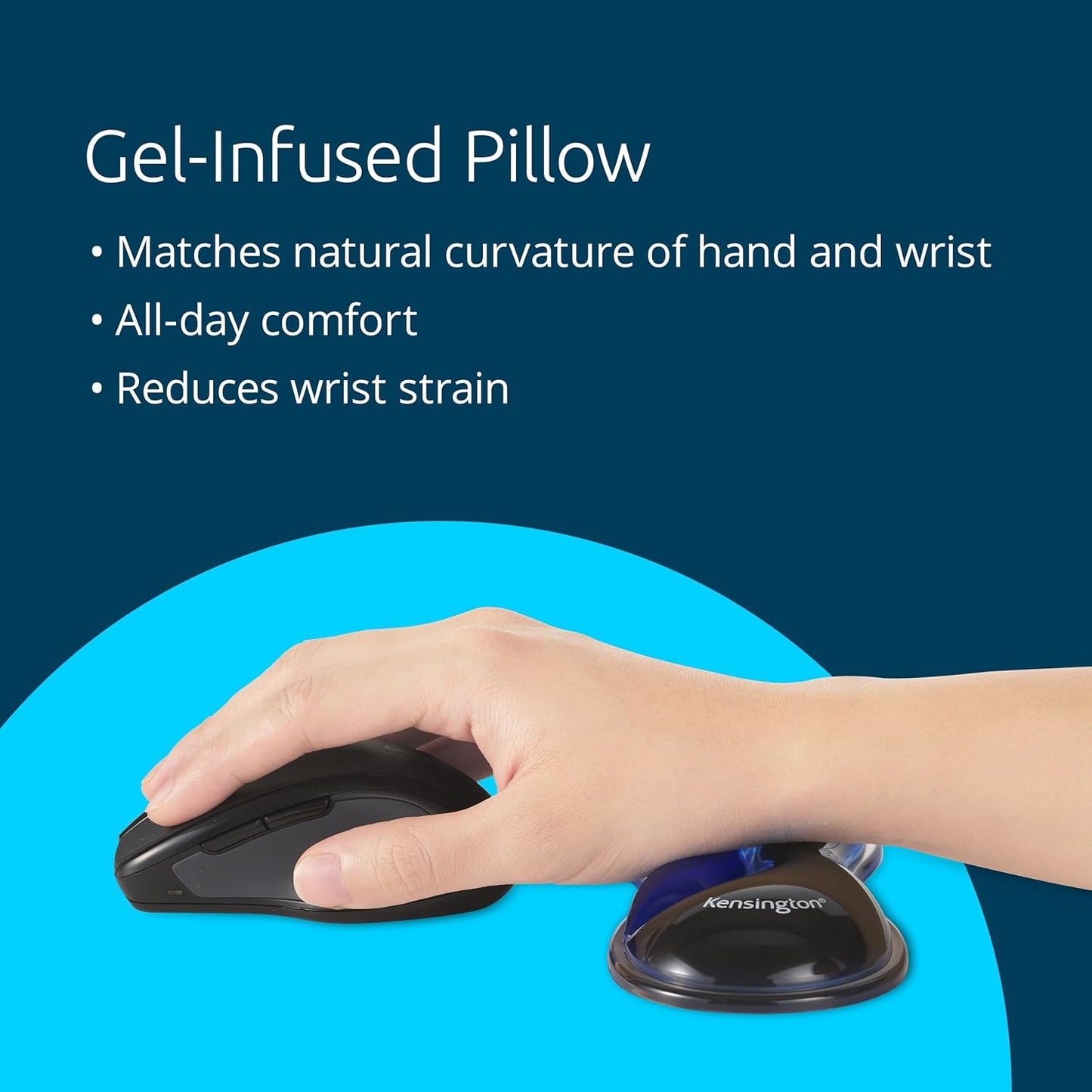 Kensington Slim Duo Gel Wrist Rest for Low Profile Keyboard, Wrist Pad for Keyboard, Ergonomic Wrist Pad for Computer, Non-Skid Computer Pad with Wrist Support, Blue K62441WW, 19" x 3.7"x 0.7”