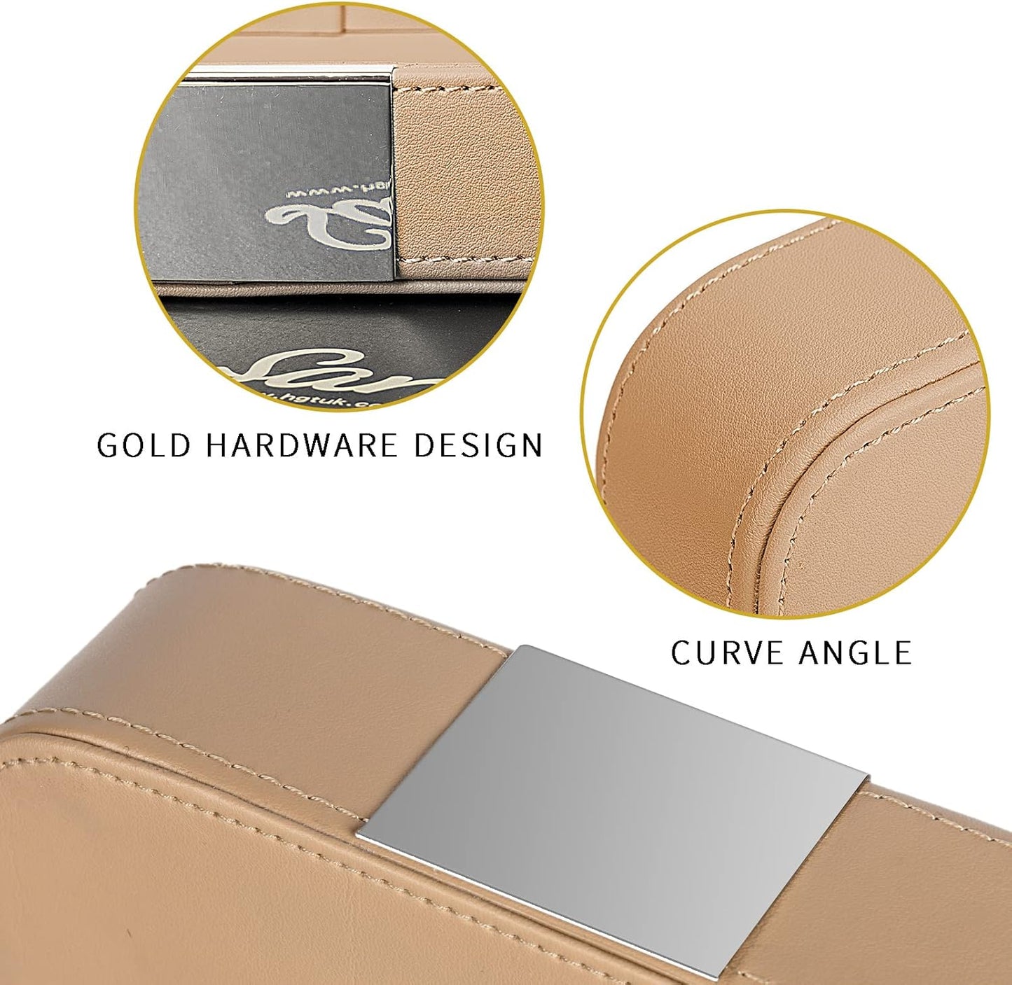 SANZIE Luxury Leather Desktop Storage Small Catchall Organizer Decorative Tray for Entryway Table to Hold Jewelry Watch Cosmetics Keys Phone Wallet, Home & Office Accessories (Metal Silvered, Black)