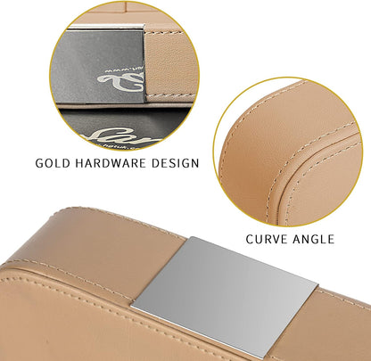 SANZIE Luxury Leather Desktop Storage Small Catchall Organizer Decorative Tray for Entryway Table to Hold Jewelry Watch Cosmetics Keys Phone Wallet, Home & Office Accessories (Metal Silvered, Black)
