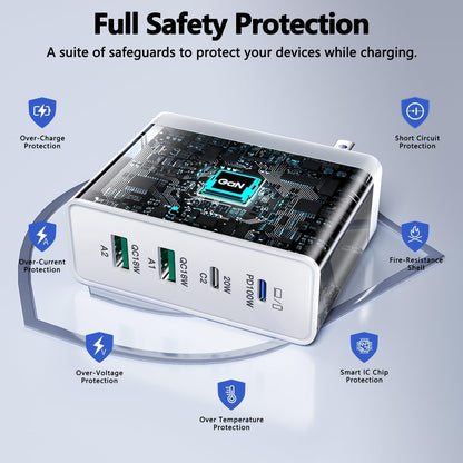 USB C Charger,10 Ports USB Charging Station with 6 Ports USB-C, Desktop 50W Multi Ports Charger Compatible with iPhone 12/13/14/15/16/Galaxy S22/S23/S24/S25/Tablet/Watch/Headphones