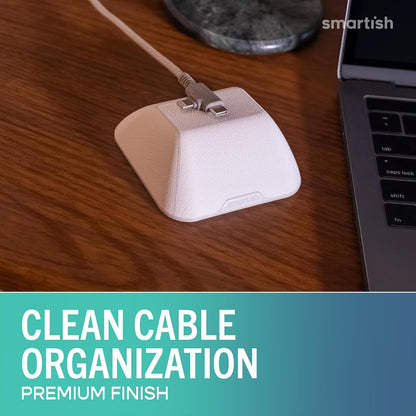 Smartish® Magnetic Cord Holder - Cable Wrangler Organizer with Magnet Clips for Charger Management on Desktop, Nightstand for USB-C + Lightning - Lightly Toasted Beige