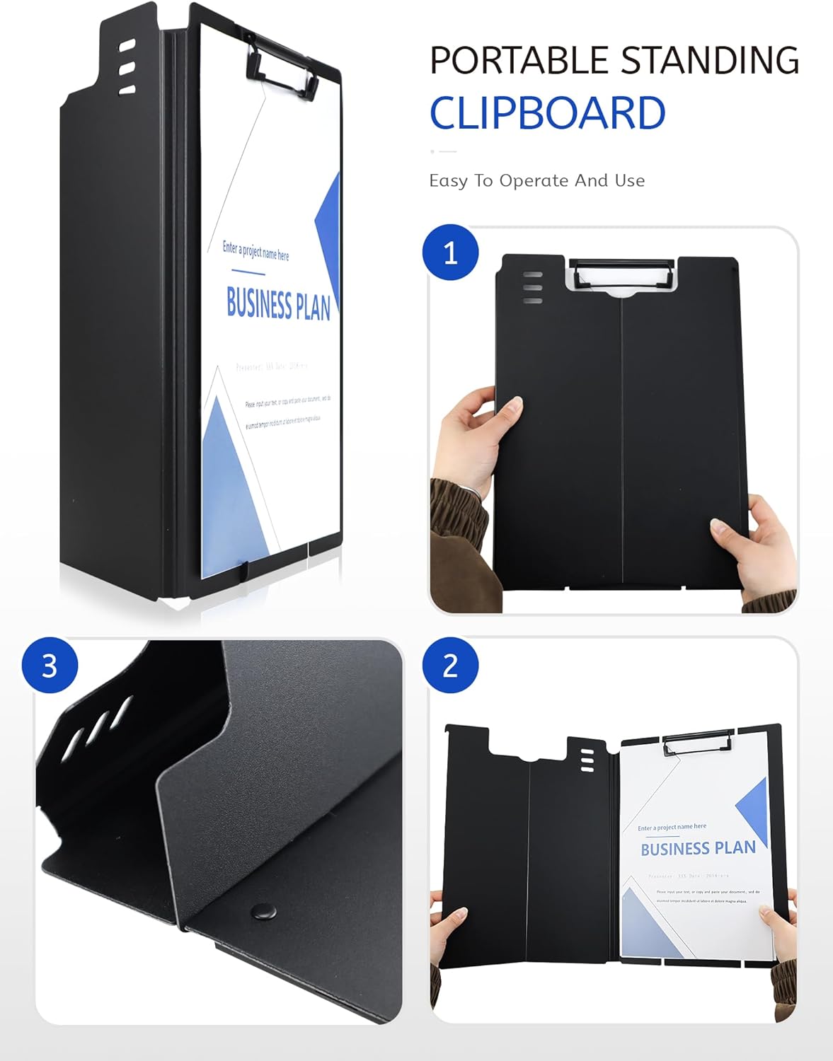 Free Standing Clipboard and Desktop Stand with Adjustable Buckles Easel Back - Foldable Stand and Document Holder for School, Office and Business Use (9.37 x 12.6 inches) (Light Green)