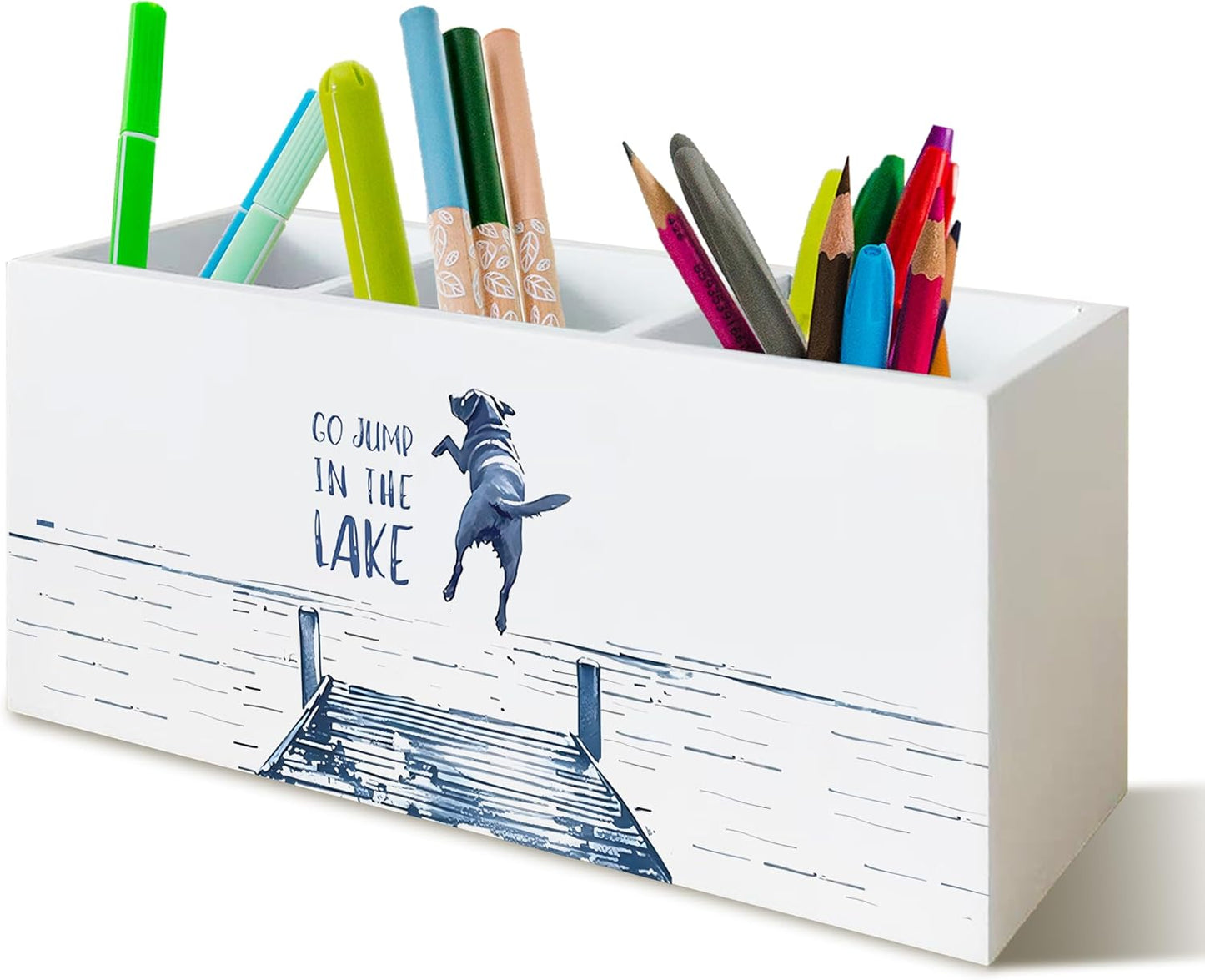 Trendy Funny Leopard Pen Pencil Holder Organizer for Desk, Cheetah Room Decor, Preppy Girly Y2k Aesthetic Cheetah Wooden Box Block Sign for Home Office Tabletop Decor