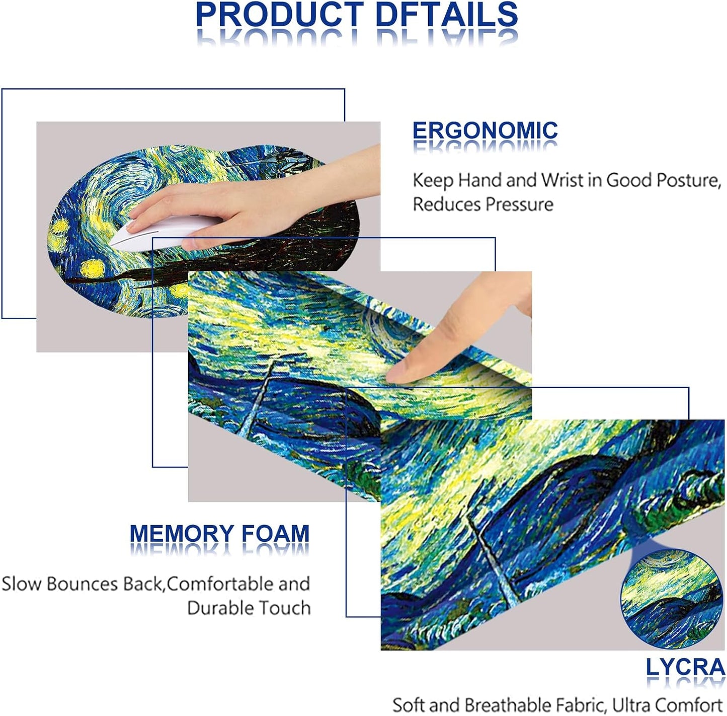 ArtSo Upgraded Wrist Rest Support for Mouse Pad & Keyboard, Ergonomic Gel Mousepad Non-Slip Rubber Base Home,Office Pain Relief, Easy Typing Cushion Neoprene, Soft Memory Foam, Purple Heart Butterfly