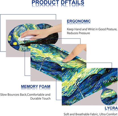 ArtSo Upgraded Wrist Rest Support for Mouse Pad & Keyboard, Ergonomic Gel Mousepad Non-Slip Rubber Base Home,Office Pain Relief, Easy Typing Cushion Neoprene, Soft Memory Foam, Purple Heart Butterfly