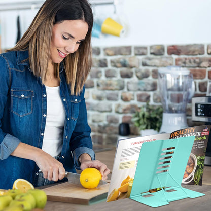 Honagu Metal Desk Book Holder, Hands Free Adjustable Cookbook & Document Holder, Portable Bookstand for Music Books, Textbooks, Recipes, Tablets & iPads (Purple)