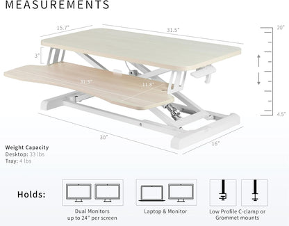 VIVO 26 inch Desk Converter, K Series, Height Adjustable Sit to Stand Riser, Dual Monitor and Laptop Workstation with Keyboard Tray, Black, DESK-V026KB