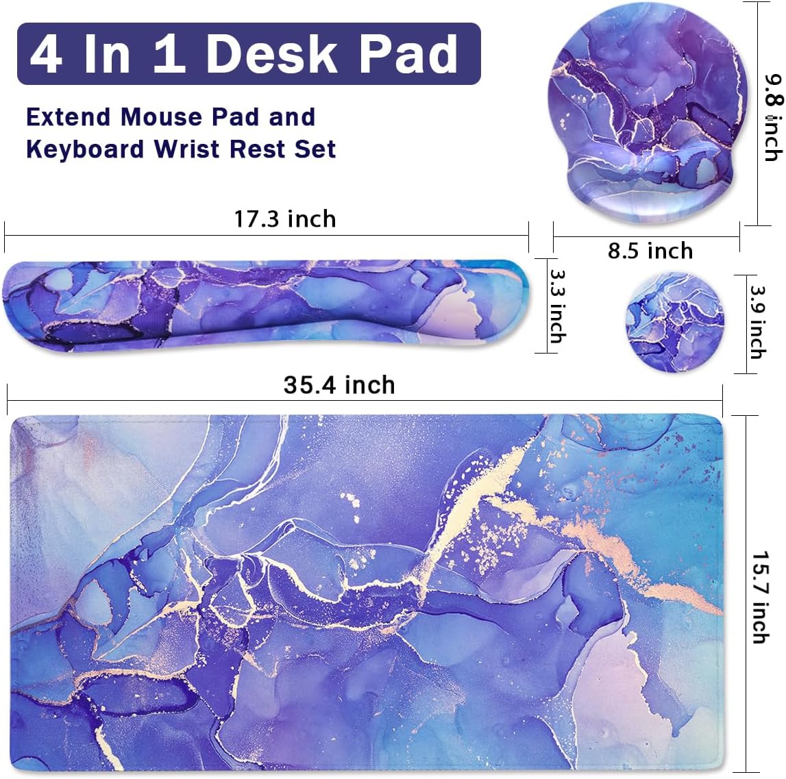 Memory Foam Ergonomic Keyboard Wrist Rest Pad and Mouse Wrist Rest Support Mouse Pad Set for Office Gaming Easy Typing-Pink Fluid