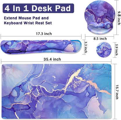 Memory Foam Ergonomic Keyboard Wrist Rest Pad and Mouse Wrist Rest Support Mouse Pad Set for Office Gaming Easy Typing-Pink Fluid