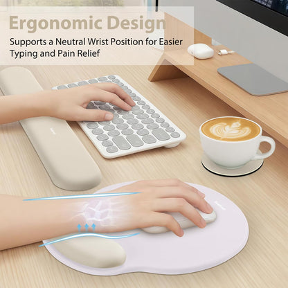 Sushret Mouse Pad and Keyboard Wrist Rest, 3-in-1 Gel Memory Foam Ergonomic Mouse Pad with Wrist Rest Set,Gaming Mousepad Arm Cushion Support for Computer Office Desk Accessories Cute Setup,Sage Green