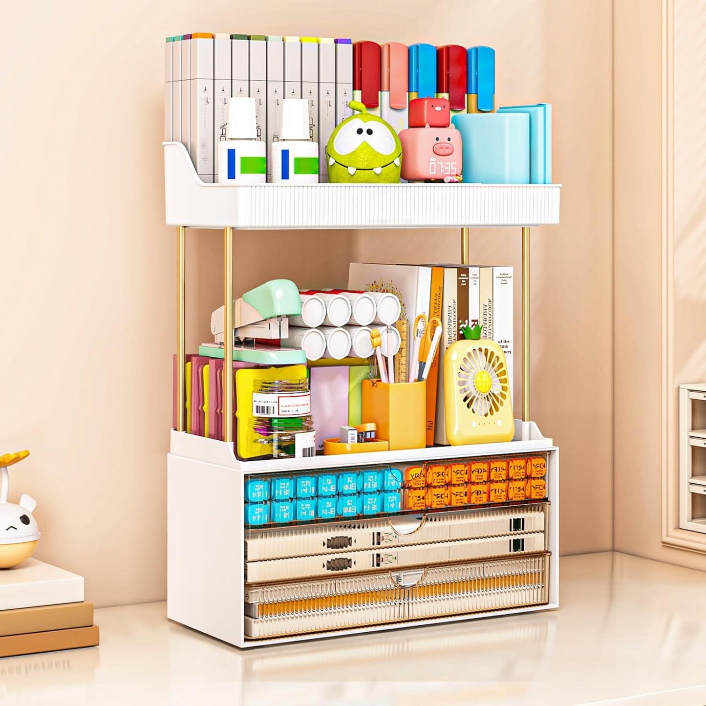 caktraie 12.2" W Makeup Organizer Drawers - 5 Tiers Bathroom Counter Organizer, Cosmetic Storage Drawer for Dresser Countertop and Bathroom Vanity for Large Skincare, Perfume, Clear