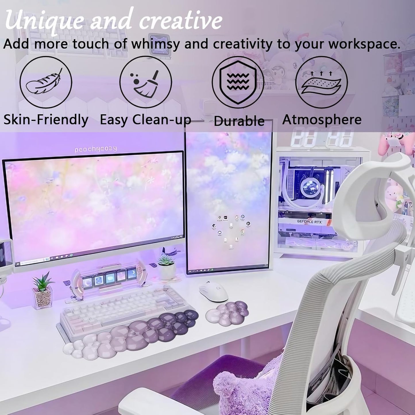 Gel Wrist Rest for Keyboard and Mouse Square Blue Plaid Clear Keyboard Wrist Rest Transparent Ergonomic Cute Checkered Mouse Wrist Pad Silicone Non-Slip Support for Computer Laptop Gaming Home Office