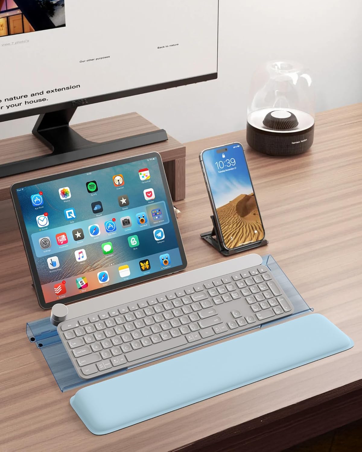 Laborio Computer Keyboard Stand for Desktop, 2-Level Height Adjustment Keyboard Wrist Rest, Non-Slip Key Board Riser Pad for Office, Gaming, and Home Desks