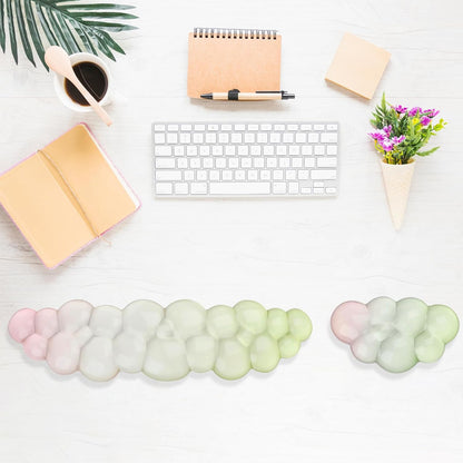 Gel Wrist Rest for Keyboard and Mouse Square Blue Plaid Clear Keyboard Wrist Rest Transparent Ergonomic Cute Checkered Mouse Wrist Pad Silicone Non-Slip Support for Computer Laptop Gaming Home Office