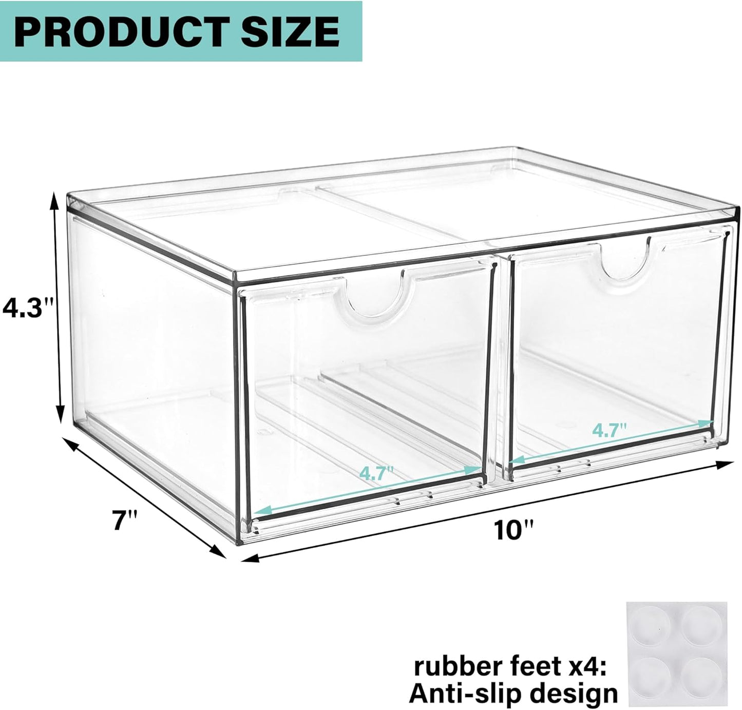 Prsildan Acrylic Makeup Organizer, 2 Pack Stackable Storage Drawers with 6 Drawers for Office Desk Vanity Craft Room Clear Drawer Organizers for Hair Accessories Art Supplies Cosmetics Modular System