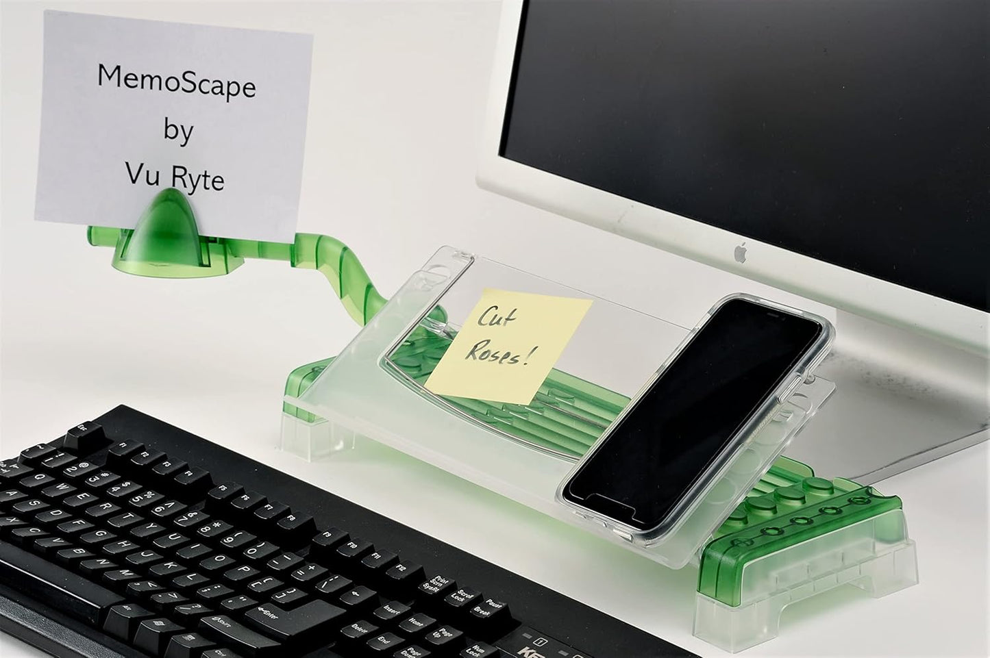 MemoScape Adjustable in-Line Document Holder for Typing | Reduces Neck Strain, Improves Focus, Boosts Desk Organization, and Workflow | Paper Holder Stand for Desk and Home Office - Black (VUR 2060)