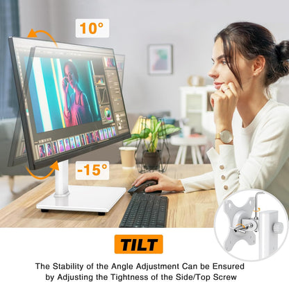 Single Monitor Stand VESA Mount for 13-32 Inch Screens, Free-Standing Monitor Riser with Swivel Tilt Rotation Height Adjustable, Universal Desk Stand up to 44lbs, VESA 75x75, 100x100mm