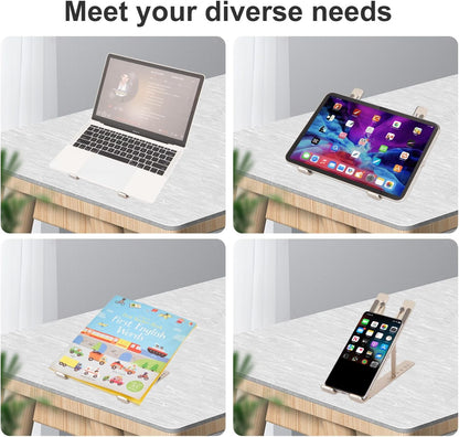 Ergonomic and Foldable Laptop Stand for Desk, Adjustable Riser, Fits All Laptops and Notebooks up to 17,Ultra-Thin,Ventilated Cooling,ABS+Silicone,Silver.