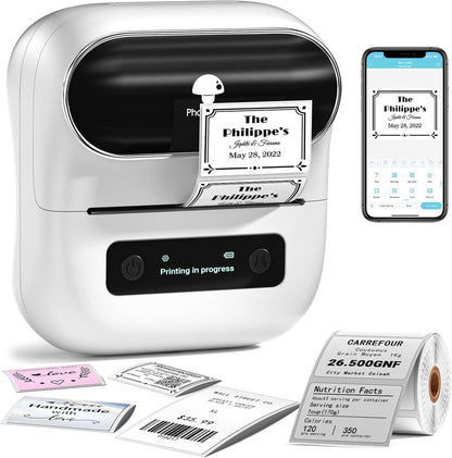 Phomemo Label Maker,M220 Label Printer,3 Inch Bluetooth Thermal Label Maker Machine with 6000+ Icons,700+ Templates,400+ Fonts,for Kids School Items,Small Business,Large Sticker