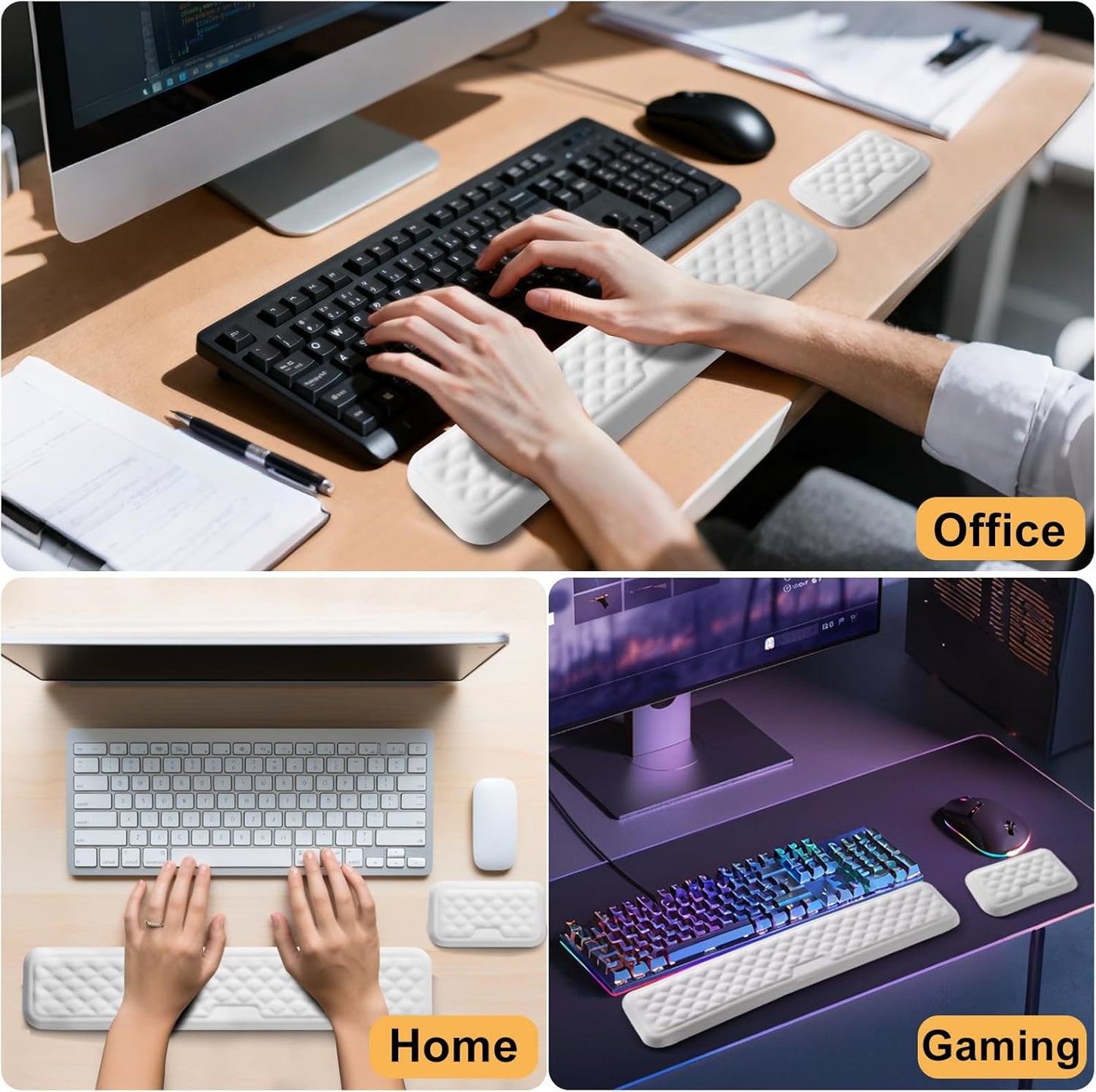 Keyboard Wrist Rest Mouse Wrist Support, Memory Foam Wrist Rest Pad for Computer Laptop, Ergonomic Wrist Cushion Support for Typing Pain Relief, Gaming Home Office, Pink