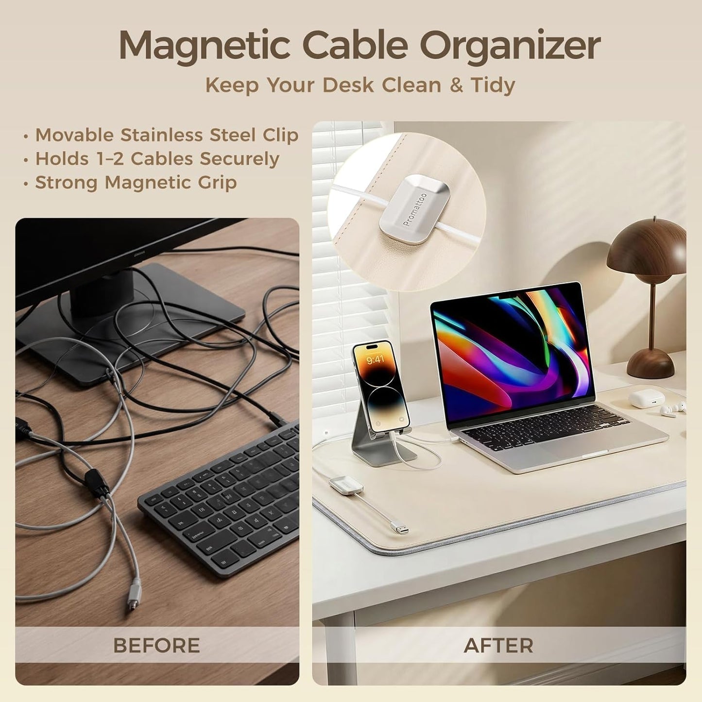 Desk Mat – Double-Sided Vegan Leather & Felt | Built-In Magnetic Cable Organizer & File Storage | Premium Workspace Pad for Office, Gaming & Creative Professionals-（Green）