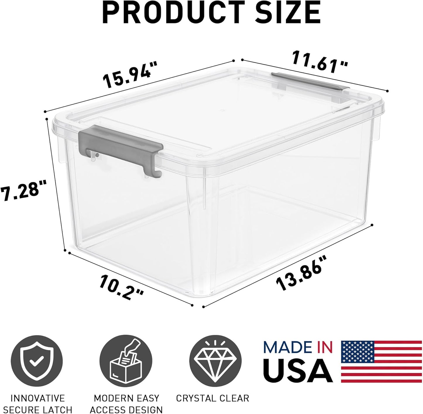 Citylife 17 QT Plastic Storage Bins Clear Storage Box with Lids Multipurpose Stackable Storage Containers for Organizing Tool, Craft, Crayon