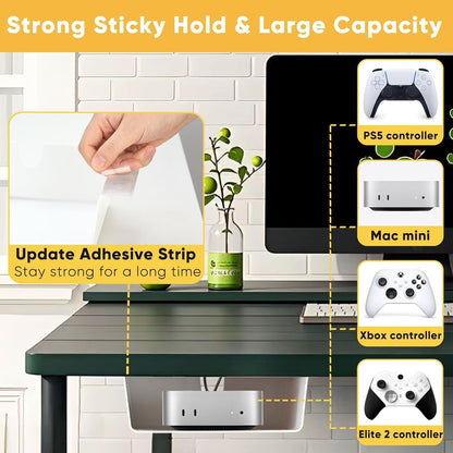 2 Pack Under Desk Hanging Drawer Slide Pull Out, Attachable Clear Acrylic Storage Tray, Easy Hidden Self Adhesive Mount Cabinet Shelf Holder for Tables, Home & Office, Counters, Workstation
