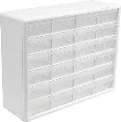 Akro-Mils 24-Drawer Plastic Drawer Storage Cabinet for Garage Organization, Bead Organizer, Building Bricks Storage, Teacher Toolbox, Makeup Organizer, 20" W x 6" D x 16" H, 10124 Black