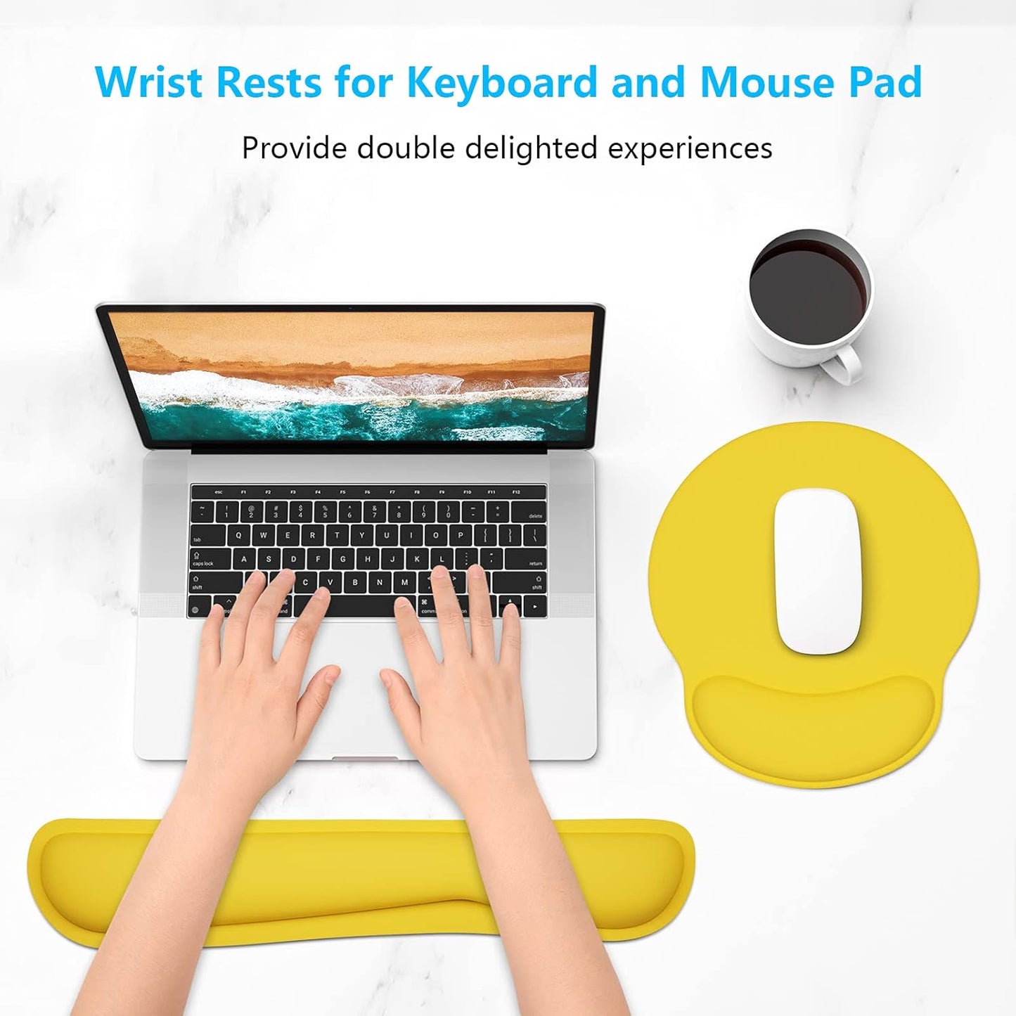 Dapesuom Keyboard Wrist Rest and Mouse Pad with Wrist Support, Cute Memory Foam Cushion for Keyboard and Mouse Set, Ergonomic Desktop Pad Rests with Non Slip Base for Easy Typing & Pain Relief, Pink