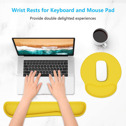 Dapesuom Keyboard Wrist Rest and Mouse Pad with Wrist Support, Cute Memory Foam Cushion for Keyboard and Mouse Set, Ergonomic Desktop Pad Rests with Non Slip Base for Easy Typing & Pain Relief, Pink