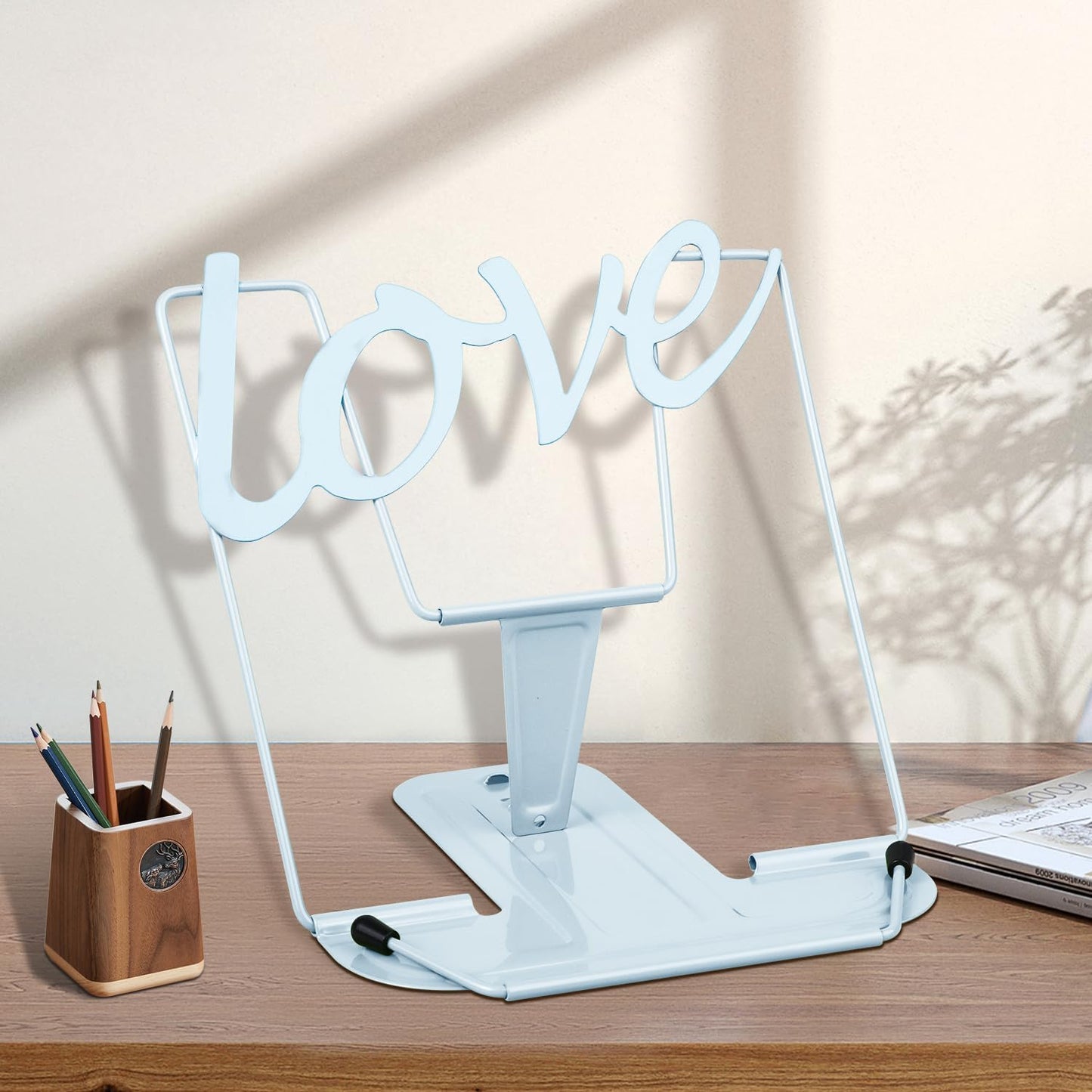 Honagu Adjustable Metal Book Holder, Document Holder, Sturdy Typing Stand for Cookbooks, Textbooks, Tablets, Music Books (Green)