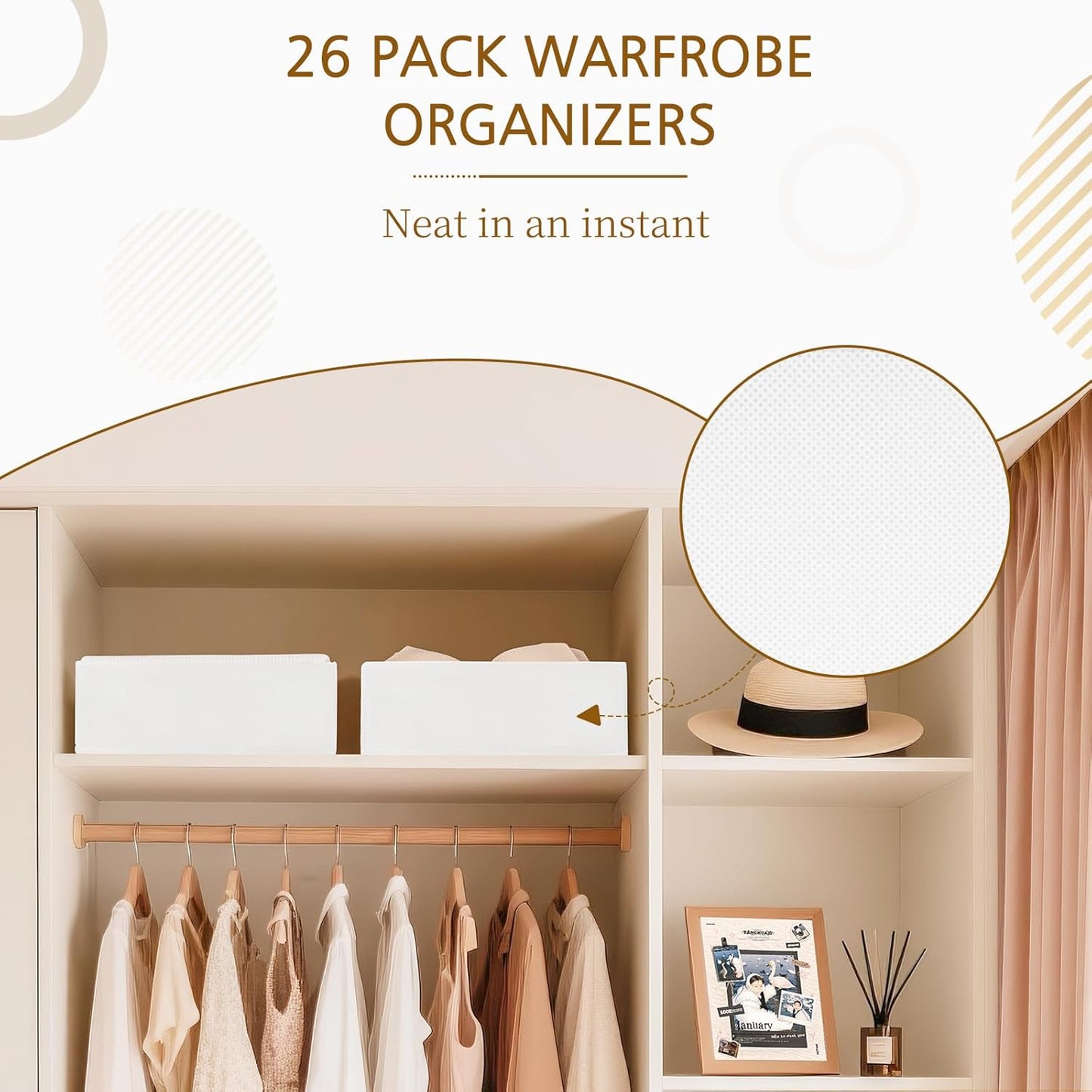 Criusia 15 Pack Drawer Organizer for Clothes, Foldable Dresser Dividers with 3 Sizes, Fabric Storage Bins – Beige