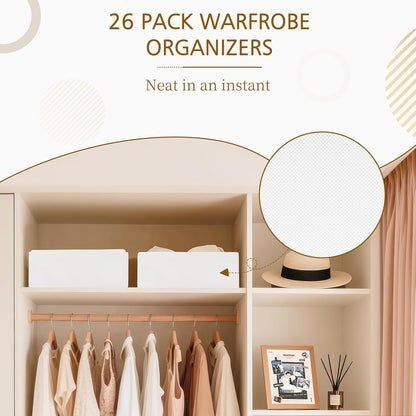 Criusia 15 Pack Drawer Organizer for Clothes, Foldable Dresser Dividers with 3 Sizes, Fabric Storage Bins – Beige